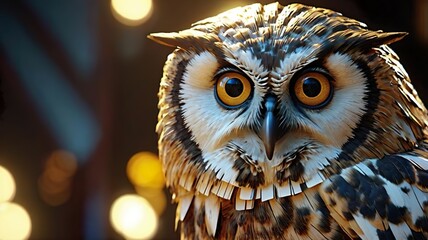 Cute Cartoon Owl with Big Yellow Eyes and Brown Feathers
Illustration of a Wise Little Owl Isolated in Nature, Perched on a Tree