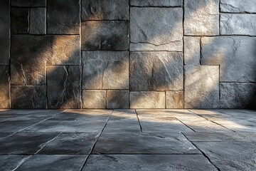 cement wall background with a stone gray slate floor blending grunge textures and a raw aesthetic creating a versatile design template for artistic endeavors in interior and exterior spaces