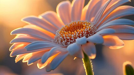 Wall Mural - A single daisy basks in the golden light of the setting sun