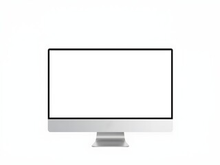 desktop computer with blank white screen mockup