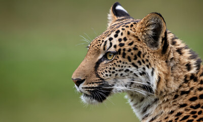 Wall Mural - a leopard is staring at the camera with its mouth open