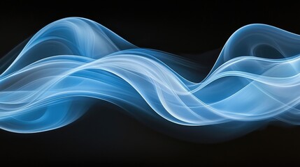 Wall Mural - Ethereal blue waves of light on a dark background