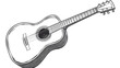© wernerimages - A line drawing of an acoustic guitar showing detailed strings, body, and head of the instrument. The illustration captures the essence of musical creativity and artistry.