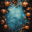 © thekone990 - halloween background with pumpkins, Generative AI