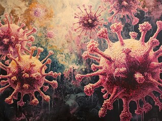 Wall Mural - microscopic world: a detailed painting of a virus