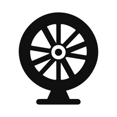 Black silhouette chakra wheel tire icon and vector illustration