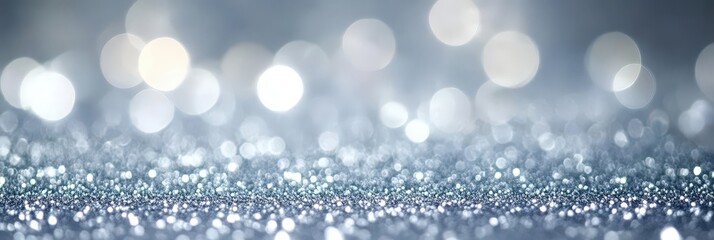 Wall Mural - Elegant Silver Glitter Background with Bokeh Effects