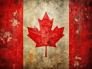 Wall Mural - Distressed Canadian Flag with Grunge Texture Perfect for Backgrounds, Designs, and Artistic Projects