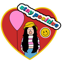 Wall Mural - stay positive youth day sticker design element