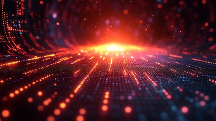 Wall Mural - Abstract digital background with glowing particles and lines.