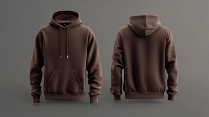 front and back dark brown hoodie mock up