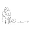 © Md Farman - Couple wedding kiss and hugging date oneline continuous single line artone line drawing of hugging couple vector minimalism. Single hand drawn continuous of man and woman in romantic moment.