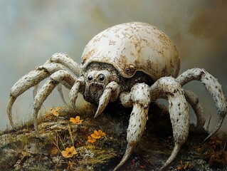 Canvas Print - Close-Up of a Creepy, Hairy Spider with Eight Legs