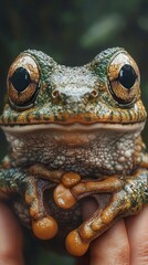 Wall Mural - Close Up of a Green Frog with Bright Eyes