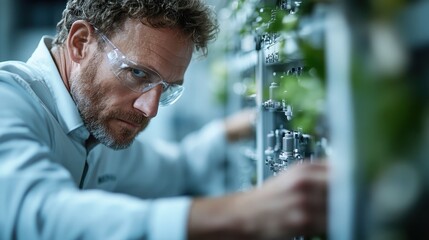 Wall Mural - a scientist is deeply focused on conducting research amidst advanced laboratory tools in a modern sc