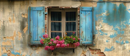 Flower And Windows And Wall