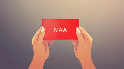 Canvas Print - A pair of hands holding a red card with the letters 