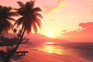 Canvas Print - Stunning tropical sunset over the ocean