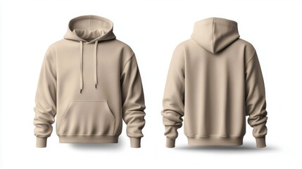 front and back beige hoodie mock up 