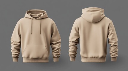 front and back beige hoodie mock up 