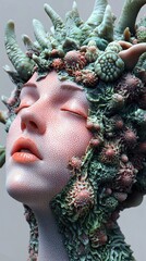 Canvas Print - Surreal Woman Transformed into Coral Reef: Digital Art