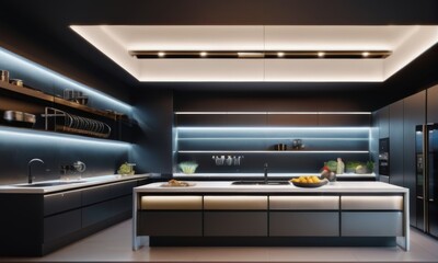 Modern Kitchen Design with Sleek Lighting Features