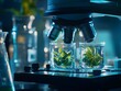 © Aodsy - Close-Up of Microscope Examining Green Plant Samples