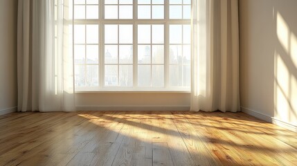 Wall Mural - Empty Living Room with Natural Light Streaming In