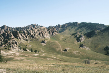 Mongolia beautiful nature green field landscape