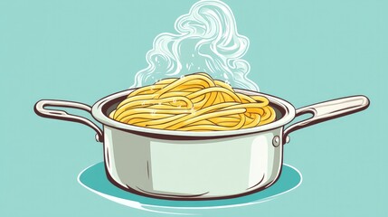 In a saucepan, drop spaghetti into boiling water. cooking pasta.