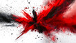 © chekart - The concept of a bomb explosion on a white background. A red-black explosion with red and black particles and dust. Chaotic abstract background. A dangerous fiery explosion. The idea of destruction