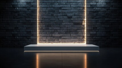 Sticker - Modern Minimalist Brick Wall with Illuminated Platform