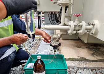 On-Site Transformer oil sampling in the factory for main tank and OLTC of 115kV/22kV power transformer.