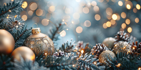 Wall Mural - christmas balls on a golden christmas background. ready for product montage.