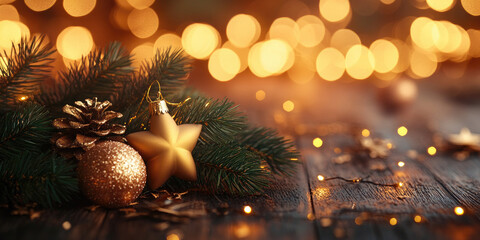Wall Mural - christmas balls on a golden christmas background. ready for product montage.