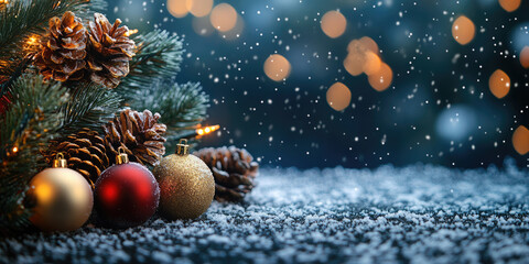 Wall Mural - christmas balls on a golden christmas background. ready for product montage.
