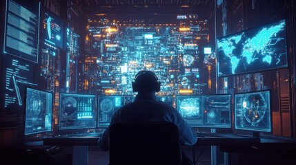 Cyber Security Analyst Monitoring Data