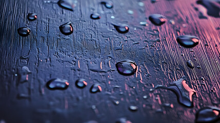 A wet surface with drops of water on it