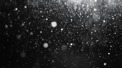 Poster - Tiny White Dots in Dense Rain on Black Background