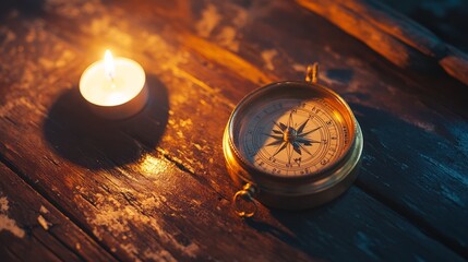 Vintage Compass and Candle