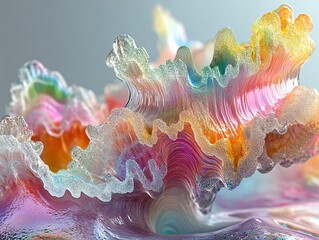 Wall Mural - abstract holographic wave: a journey through color and form
