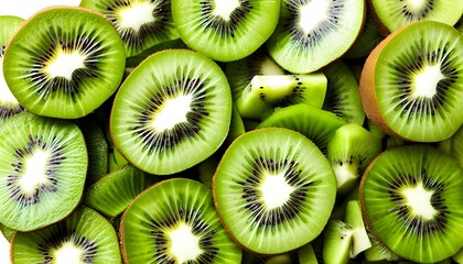 Vibrant green kiwi slices highlighting juicy texture for healthy snacks and delightful dessert toppings