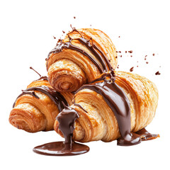 Wall Mural - Decadent chocolate-drizzled croissants stacked artfully