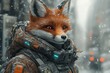 © furyon - portrait of a whimsical ai character resembling a red fox dressed stylishly in a jacket blending elements of nature and technology in a charming and imaginative manner