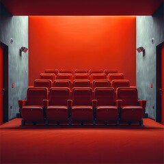 Aufkleber - A minimalist red movie theatre seats.