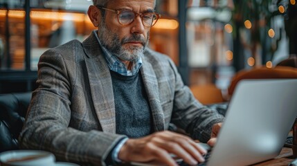 Poster - Businessman, A busy real estate agent working on their laptop.