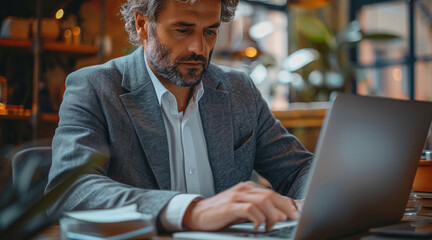 Aufkleber - Businessman, A busy real estate agent working on their laptop.