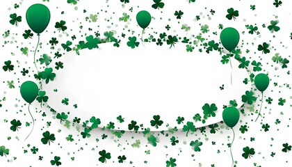 St. Patricks Day Celebration with Shamrock Decor, White Balloons, and Festive Garlands