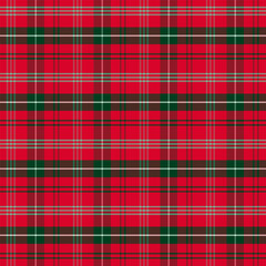 Wall Mural - Plaid with twill weave repeat pattern in red and green.Gingham seamless pattern with stripes.Checkered tartan Geometric graphic vector illustration background.
