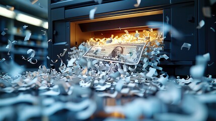Poster - A closeup of bill going through a paper shredder.